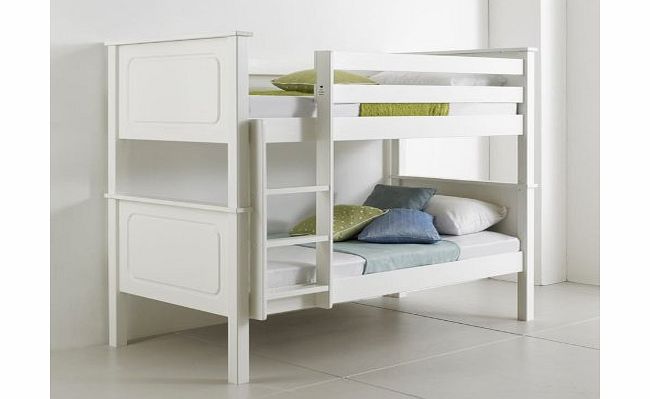 Happy Beds Vancouver White Finished Solid Pine Wooden Bunk Bed With 2x Luxury Spring Mattress