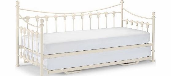 Happy Beds Versailles Stone White Finish Metal Daybed 3 Single Frame And Underbed Trundle