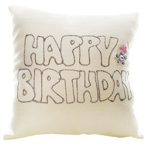 Birthday Hand Painted Silk Cushion
