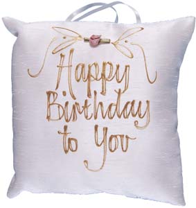 Happy Birthday Hand Painted Silk Pillow