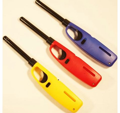 Happy Houses 3 x Lighters Refillable Safety Gas Candle BBQ Fire Lighter 20cm