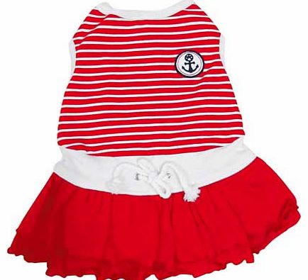 Happy Puppy Dogs Red Sporty Sailor Dress - Medium