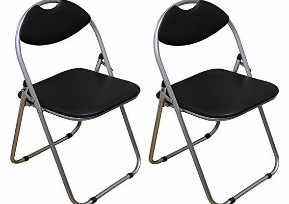 Harbour Housewares Black Padded, Folding, Desk Chair - Pack of 2