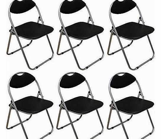 Harbour Housewares Black Padded, Folding, Desk Chair - Pack of 6