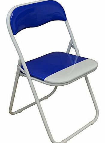 Blue / White Padded, Folding, Desk Chair