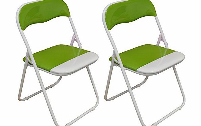 Harbour Housewares Green / White Padded, Folding, Desk Chair - Pack of 2