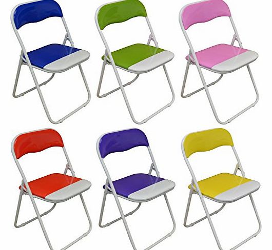 Harbour Housewares Padded, Folding, Desk Chairs - Blue, Green, Pink, Purple, Red, Yellow - Pack of 6