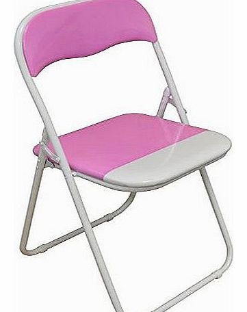 Pink / White Padded, Folding, Desk Chair