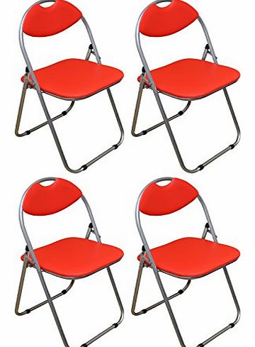 Harbour Housewares Red Padded, Folding, Desk Chair - Pack of 4
