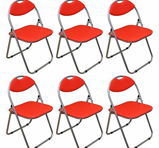 Harbour Housewares Red Padded, Folding, Desk Chair - Pack of 6