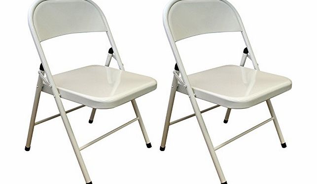 Harbour Housewares White Metal Folding Desk Chair - Pack of 2