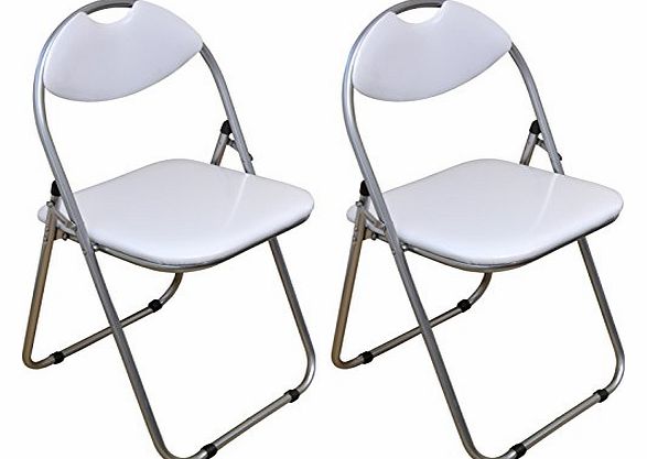 White Padded, Folding, Desk Chair - Pack of 2
