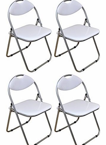 Harbour Housewares White Padded, Folding, Desk Chair - Pack of 4