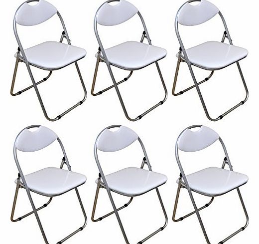 Harbour Housewares White Padded, Folding, Desk Chair - Pack of 6