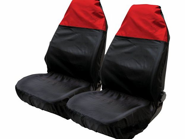 Waterproof Universal Front Car Seat Covers - Red amp; Black
