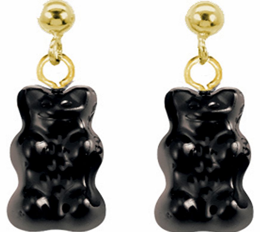 Haribo Bijoux Gold Plated Black Haribo Gummy Bear Earrings