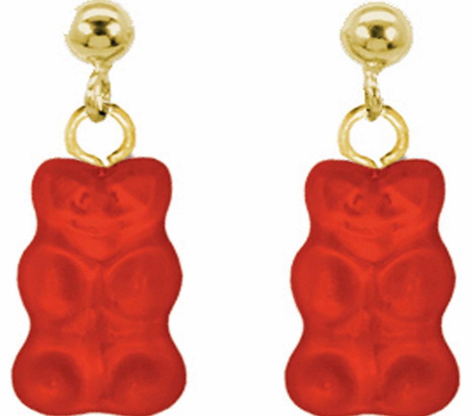 Haribo Bijoux Gold Plated Red Haribo Gummy Bear Earrings from
