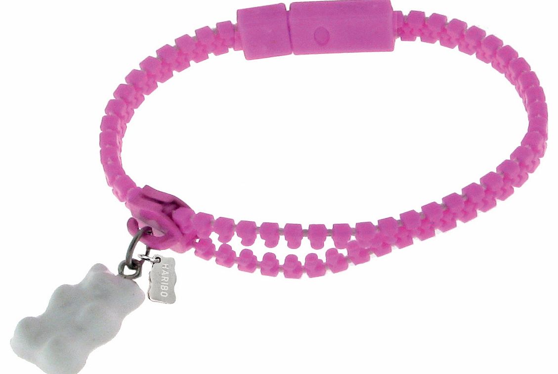 Haribo Bijoux Pink Zipper Style Bracelet With White Haribo