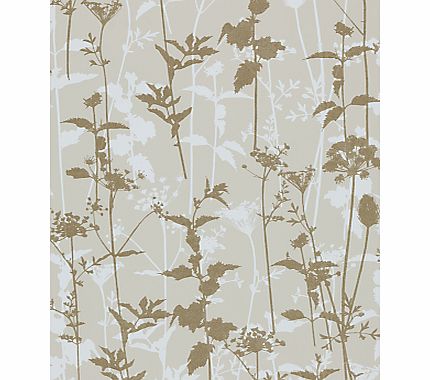 Harlequin Nettles Wallpaper, White / Gold, 110169