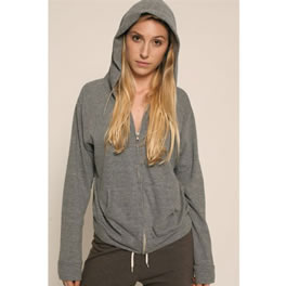 Harlow Monrow Heather Grey Fleece Zip Up Hooded Sweater