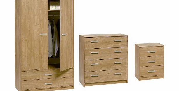 Harmony Bedroom Furniture Oak Set Felix Wardrobe 4 Drawer Chest of Drawers and Bedside Table