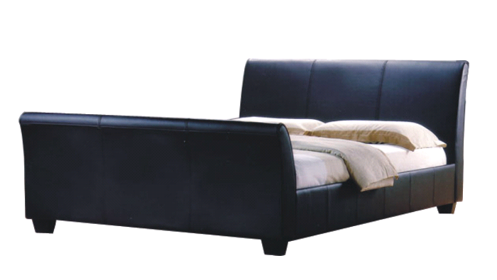 Harmony Beds Sleigh 4ft 6 Double Leather Bedstead