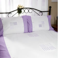 Harmony Platinum Linear Square Duvet Set Lilac