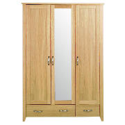 Harrogate Triple Wardrobe With Mirror, Oak