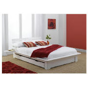 Double Bed, Solid Pine White With Under