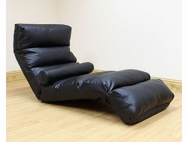 Hartleys Furniture Hartleys Black Faux Leather Adjustable Floor Lounger