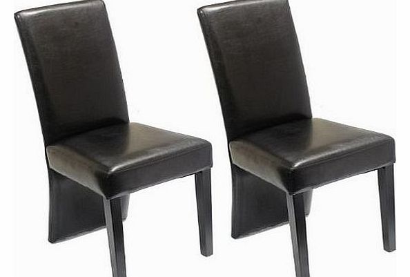 Hartleys Furniture Hartleys Black Faux Leather Full Back Dining Chairs - Pair