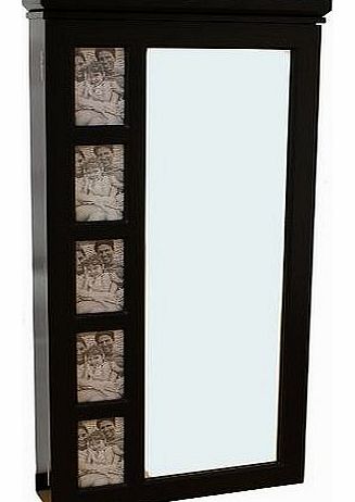 Hartleys Black Wall Mounted Mirror & Jewellery Organiser Cabinet