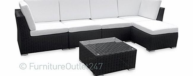 Harts Modular PE Rattan corner sofa Garden Patio Conservatory Furniture (Black)