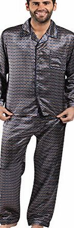 Harvey James Mens/Gentlemens Nightwear/Sleepwear Satin Printed Long Sleeve Pyjama Suit Set, Red X Large
