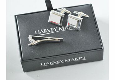 Harvey Makin Shiny Rhodium Plated Cufflinks and