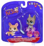 Hasbro Littlest Pat Shop Dog Days #183 #184 Corgi with Lead and Great Dane With Roller Skates
