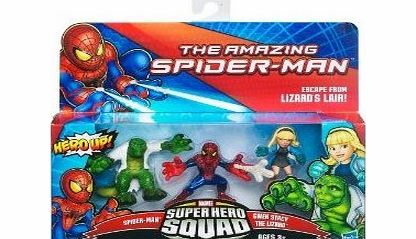 Hasbro Marvel Spiderman Super Hero Squad Figure 3-Pack - Escape from Lizards Lair (Spider-man, Gwen Stacy and The Lizard)