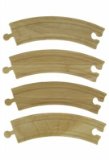 Hasbro Wooden Train Railway System - Spare Long Curved Track x 4 (Compatible with leading wooden rail systems) - Wooden Toy