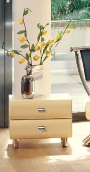 Hasena Caro 2 Drawer Bedside Table in Maple and Chrome