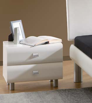 Caro 2 Drawer Bedside Table in White and Matt
