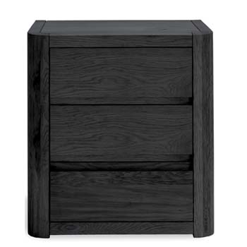 Kari Solid Oak 3 Drawer Bedside Table in Black