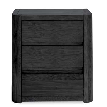 Kari Solid Oak 3 Drawer Bedside Table in Black