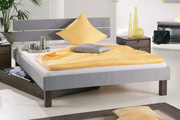 Hasena Modern Milan Legs- Dano Headboard (platinum Grey Bed