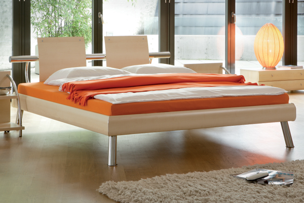 Hasena Softline Maple Bed Frame with Cross Chrome Legs