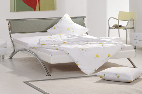 Hasena Softline White Bed Frame with Assisi Chrome Legs