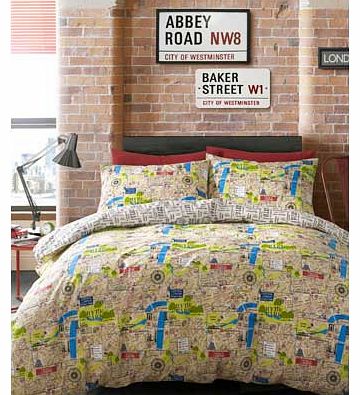 Hashtag Bedding London Map Duvet Cover Set - Single