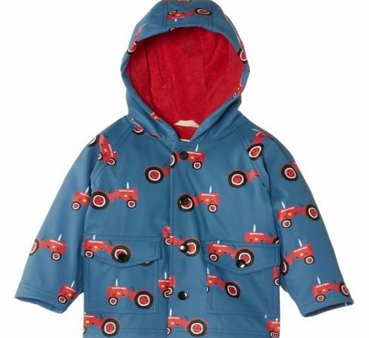 Hatley Baby Boys Infant Farmer Jack Raincoat, Blue, 12-18 Months (Manufacturer Size:18 Months)