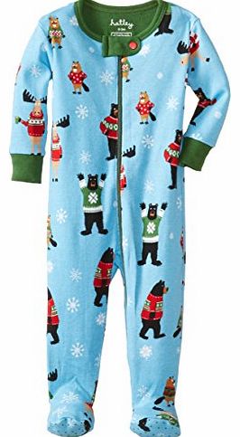 Baby Boys Infant Footed Coverall Ugly Sweaters-Animals Sleepsuit, Blue, 6-12 Months