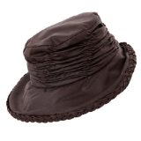 Ladies Wax Rouched Hat with Plaited Band Olive O/S