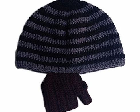 PP-WT Winter or Autumn Unique Funny Gift Unisex Knit Crochet Costume Beard Beanie Mustache Mask Face Warmer Ski Hat Cap (Black, adults size)